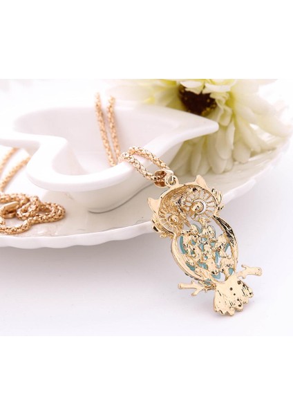 Moda Kadınlar Renkli Baykuş Kristal Rhinestone Sevimli Kazak Kolye (Yurt Dışından) fırsatları