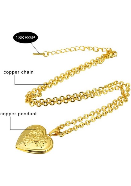 Klasik 18 K Altın Kalp Şekli Baskı Dıy Faz Kutusu Yüzen Kolye (Yurt Dışından) modelleri