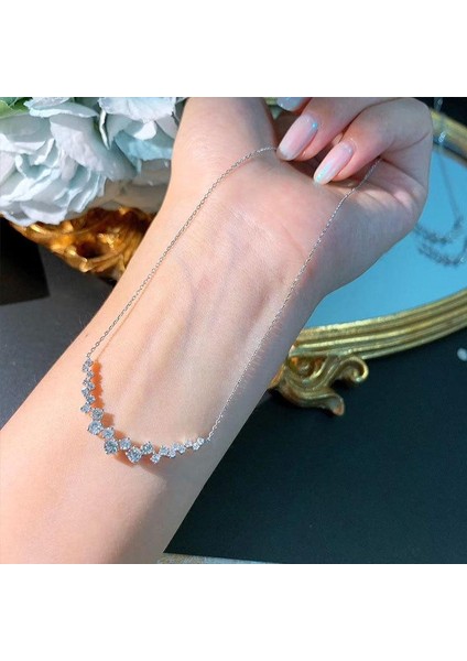 Lüks Beyaz Kristal Kadınlar Için Moda Kazak Zincir Akşam Parti Takı Kolye (Yurt Dışından)