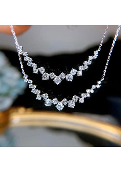 Lüks Beyaz Kristal Kadınlar Için Moda Kazak Zincir Akşam Parti Takı Kolye (Yurt Dışından) modelleri