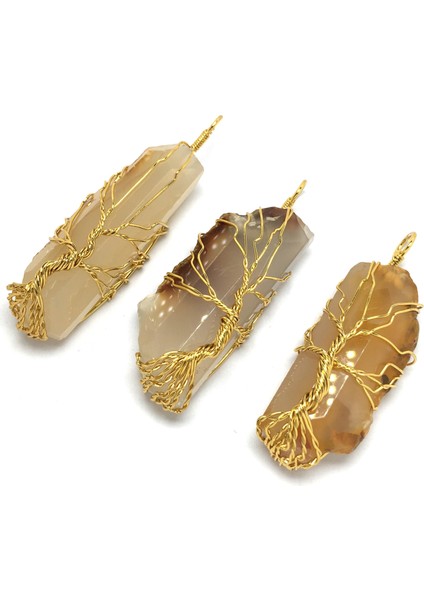 Düzensiz Bölüm Sarma Akik Silindirik Aşk Romantik Kristal Taş Charms Takı Yapımı Kolye (Yurt Dışından)