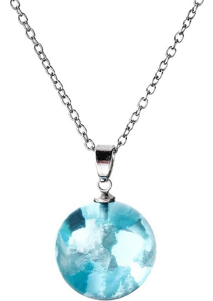 Beyaz Bulutlar Mavi Gökyüzü Cam Top Yaratıcı Reçine Ayarlanabilir Kolye (Yurt Dışından)