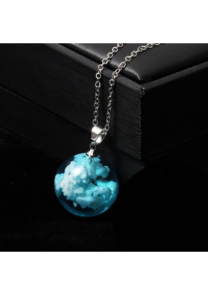Beyaz Bulutlar Mavi Gökyüzü Cam Top Yaratıcı Reçine Ayarlanabilir Kolye (Yurt Dışından) modelleri