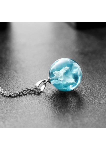 Beyaz Bulutlar Mavi Gökyüzü Cam Top Yaratıcı Reçine Ayarlanabilir Kolye (Yurt Dışından) fırsatları