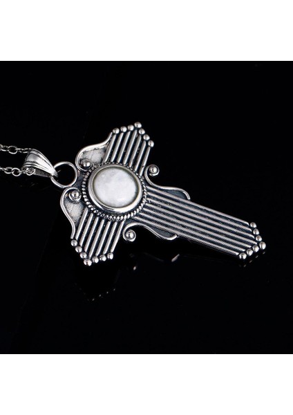 Takı Gümüş Kaplama Yuvarlak Doğal Aytaşı Çapraz Kadın Kolye (Yurt Dışından) fırsatları