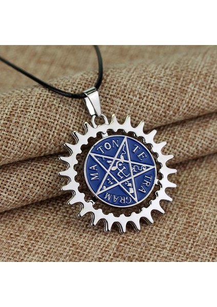 Siyah Butler Alaşım Pentagramı Pentagram Charm Ciel Sebastian Tapu Dönebilen Kolye (Yurt Dışından)