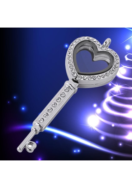 Dıy Sarkık LX25 Için Yapay Elmas ile Aşk Anahtar Şekli Cam Bellek Kolye (Yurt Dışından)