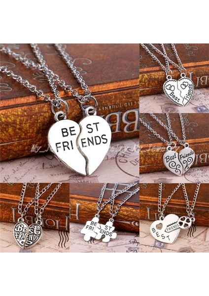 Bespmosp 2 Adet Best Friends Forever Bff Bulmaca Tuş Kilidi Kalp Dostluk Şerit Kolye (Yurt Dışından)