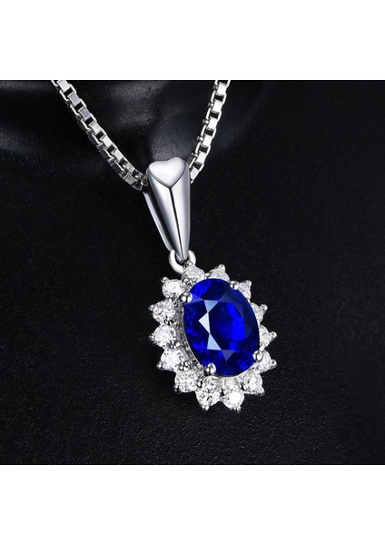 Sıcak Satış Yeni Moda Gümüş Renk Mavi Yuvarlak Avusturyalı Kristal Zirkon Kolye (Yurt Dışından)