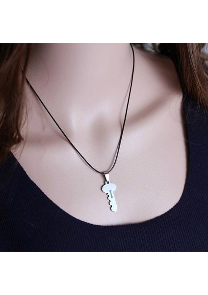 Sevgililer Eşleşen Kalp Şeklinde Anahtar Kadın/erkek Gümüş Paslanmaz Çelik Kolye (Yurt Dışından)