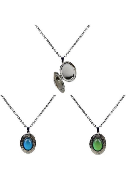 Renk Lockets Sıcaklık Oval Çerçeve Değişimi Açılabilir Fotoğraf Takı Kolye (Yurt Dışından)