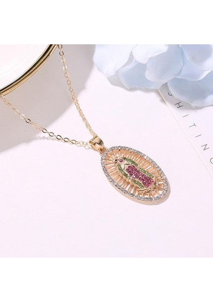Meryem Ana Altın Bijoux Kristal Kadın Moda Katolik Takı Kolye (Yurt Dışından) fırsatları