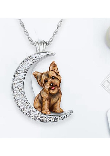 Yenı Avrupa ve Amerikan Moda Mikro Kakma Cam Hollow Ay Pet Köpek Şekli Takı Kolye (Yurt Dışından)
