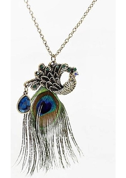 Ev Gereçleri Kadın Retro Tavuskuşu Tüyü Kristal Uzun Kazak Zincir Takı Kolye (Yurt Dışından) indirimleri