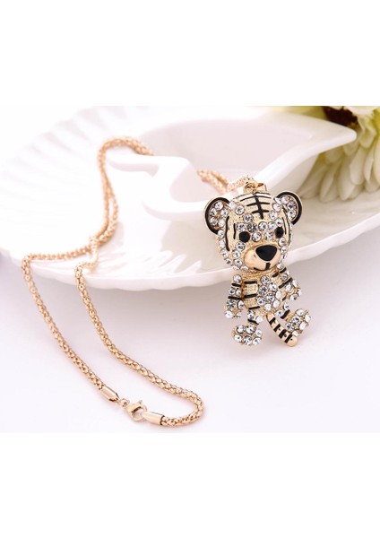 Kadın Moda Küçük Kaplan Kristal Yapay Elmas Kazak Kolye (Yurt Dışından)