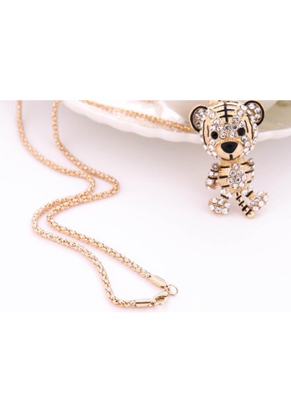 Kadın Moda Küçük Kaplan Kristal Yapay Elmas Kazak Kolye (Yurt Dışından) fiyatları