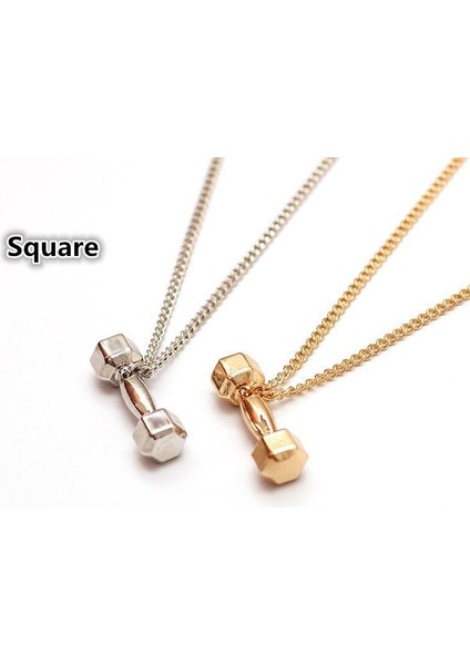 Paslanmaz Çelik Dambıl Charm Vücut Geliştirmeci Altın Siyah Gümüş Kolye (Yurt Dışından)