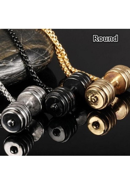 Paslanmaz Çelik Dambıl Charm Vücut Geliştirmeci Altın Siyah Gümüş Kolye (Yurt Dışından) modelleri