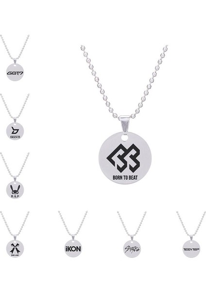 Got7 Twıce Exo Metal Paslanmaz Çelik Logo Kolye (Yurt Dışından)