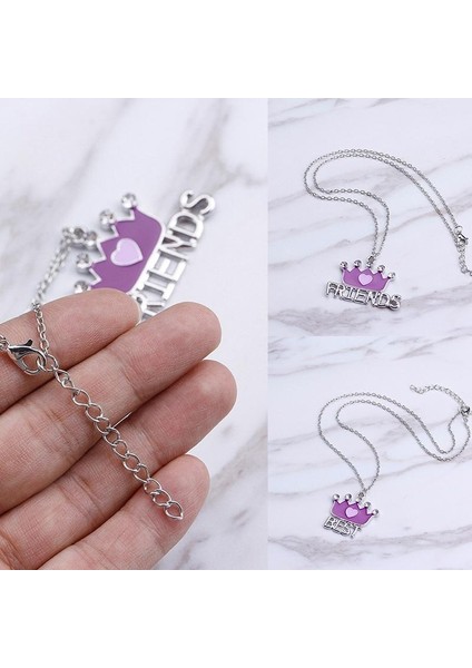 Crown Girlfriends 2ADET / Set Mor Takı Çocuklar Için Kolye (Yurt Dışından)