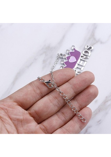 Crown Girlfriends 2ADET / Set Mor Takı Çocuklar Için Kolye (Yurt Dışından) fırsatları
