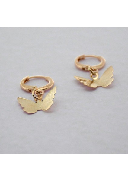 Lccj Kelebek Damla Küpe Moda Takı Sevimli Halka Küpe Altın Gümüş Renk Kolye (Yurt Dışından) modelleri