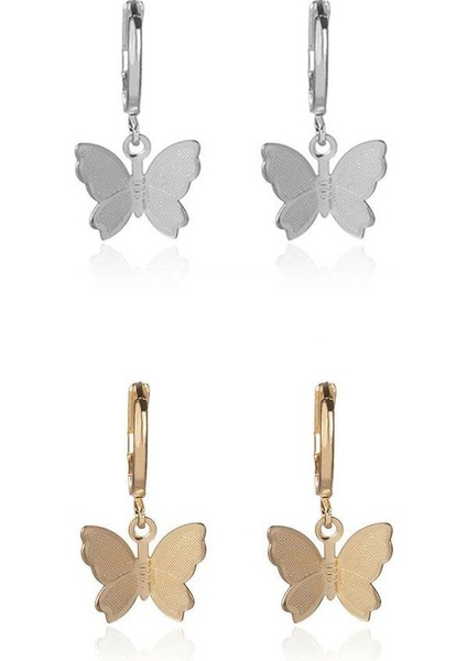 Lccj Kelebek Damla Küpe Moda Takı Sevimli Halka Küpe Altın Gümüş Renk Kolye (Yurt Dışından) indirimleri