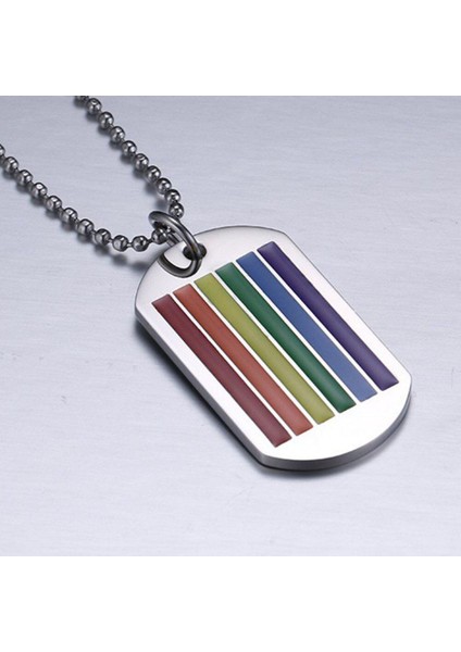 Unisex Gökkuşağı Etiketi Paslanmaz Çelik Gerdanlık Takı Kolye (Yurt Dışından)