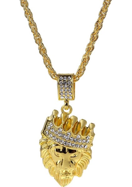 Iyi Içerik Seçimi Kişilik Yakışıklı Altın Pırlanta Taç Aslan Başlı Kolye (Yurt Dışından) fiyatları