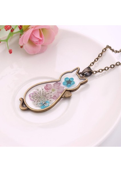 Sevimli Kedi Çiçek Modeli Retro I Kolye (Yurt Dışından) modelleri