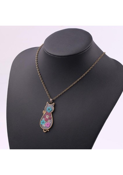 Sevimli Kedi Çiçek Modeli Retro I Kolye (Yurt Dışından) fırsatları