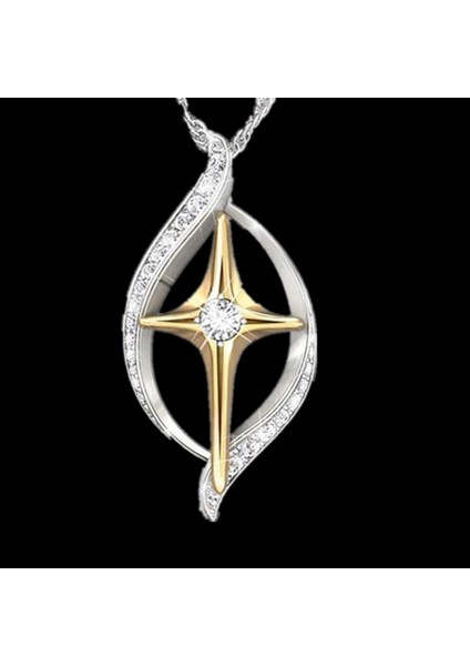 Benzersiz Romantik Kadın Din Çift Renk Oyma Çapraz Kolye (Yurt Dışından)