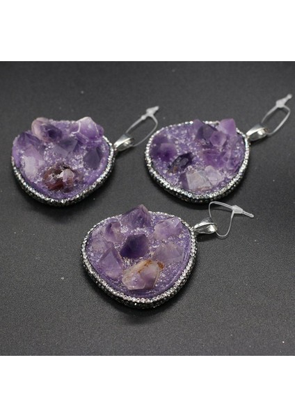 Doğal Taş Takı Yapımı Için Ametist Kristal Mikrop Üçgen Delinmiş Taş Takılar Dıy El Işi Dikiş El Sanatları I Kolye (Yurt Dışından)