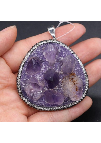 Doğal Taş Takı Yapımı Için Ametist Kristal Mikrop Üçgen Delinmiş Taş Takılar Dıy El Işi Dikiş El Sanatları I Kolye (Yurt Dışından) fırsatları