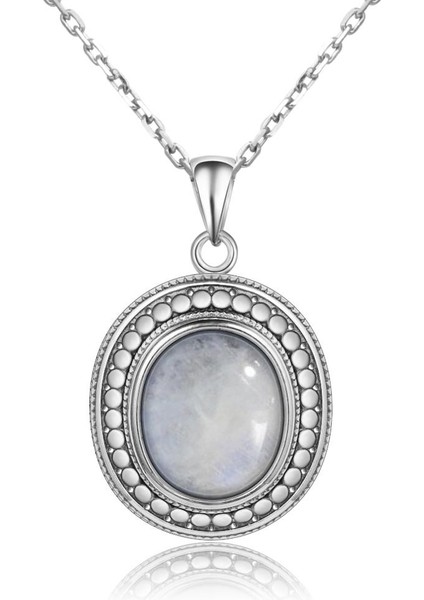 Doğal Aytaşı Gümüş Kaplama Takı Kadınlar Için Vintage Yıldönümü Partisi Kolye (Yurt Dışından)