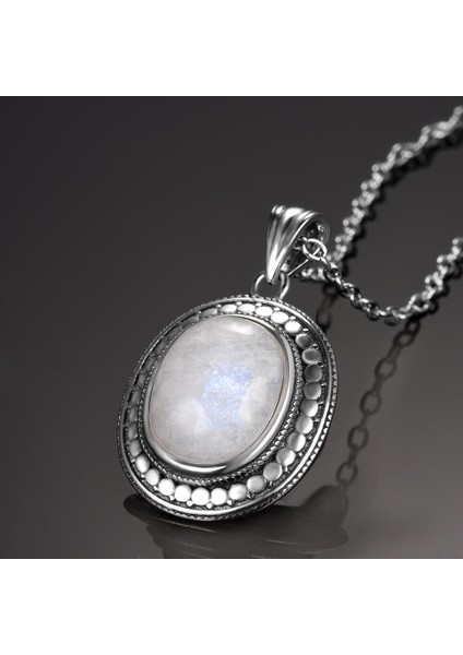 Doğal Aytaşı Gümüş Kaplama Takı Kadınlar Için Vintage Yıldönümü Partisi Kolye (Yurt Dışından) fiyatları