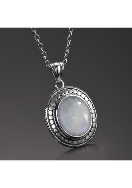 Doğal Aytaşı Gümüş Kaplama Takı Kadınlar Için Vintage Yıldönümü Partisi Kolye (Yurt Dışından) modelleri