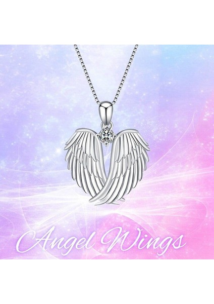 Nefis Moda Gümüş Renk Kristal Melek Kanatları Kadın Takı Kolye (Yurt Dışından)