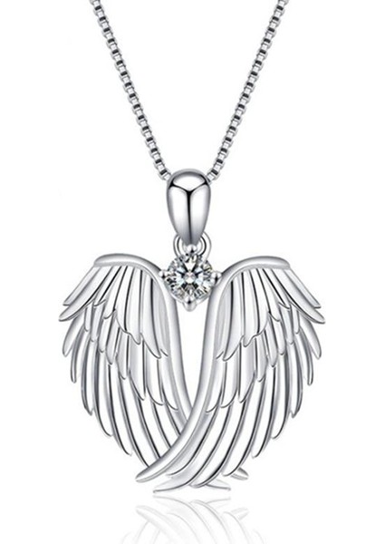 Nefis Moda Gümüş Renk Kristal Melek Kanatları Kadın Takı Kolye (Yurt Dışından) fiyatları