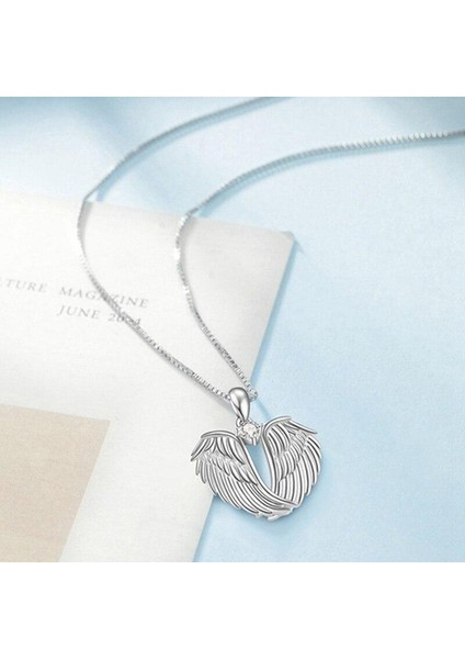 Nefis Moda Gümüş Renk Kristal Melek Kanatları Kadın Takı Kolye (Yurt Dışından) fırsatları