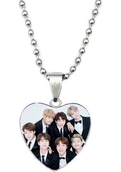 Bts Karakter Desen Kalp Şeklinde Zaman Mücevher Kadın Takı Kolye (Yurt Dışından)
