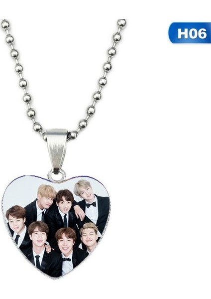 Bts Karakter Desen Kalp Şeklinde Zaman Mücevher Kadın Takı Kolye (Yurt Dışından)