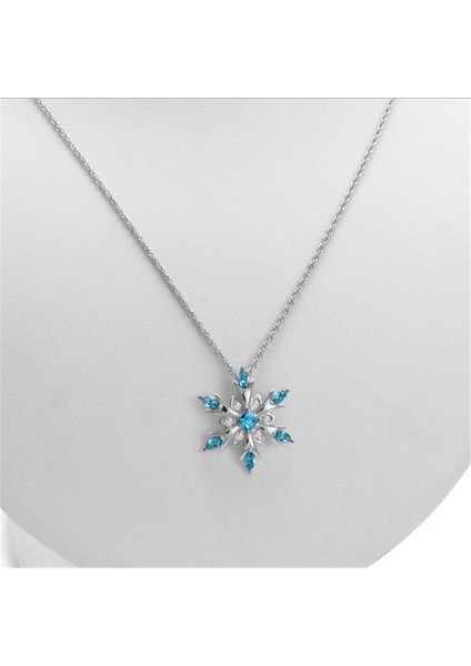 Kadın Takı Mavi Kristal Kar Tanesi Desen Chokers Link Zinciri Kolye (Yurt Dışından) fiyatları