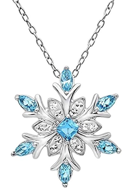 Kadın Takı Mavi Kristal Kar Tanesi Desen Chokers Link Zinciri Kolye (Yurt Dışından) modelleri