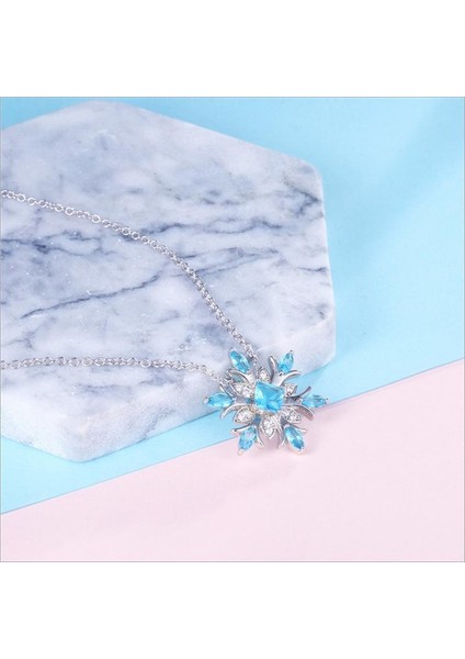 Kadın Takı Mavi Kristal Kar Tanesi Desen Chokers Link Zinciri Kolye (Yurt Dışından) fırsatları