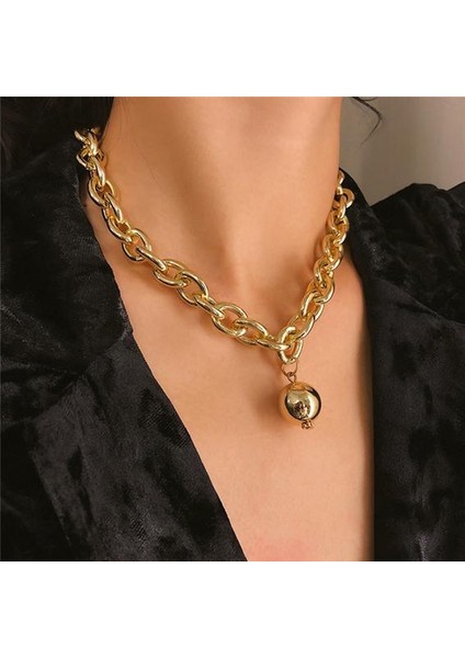 Yuvarlak Top Gerdanlık Kadın Bildirimi Parti Takı Punk Metal Kolye (Yurt Dışından)