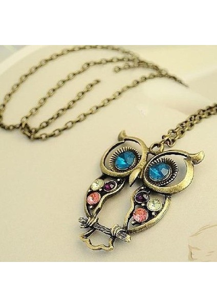 Moda Takı Vintage Renkler Içi Boş Sevimli Baykuş Retro Içi Boş Oyma Kazak Zinciri Kadınlar Için Uzun Kolye (Yurt Dışından) fiyatları