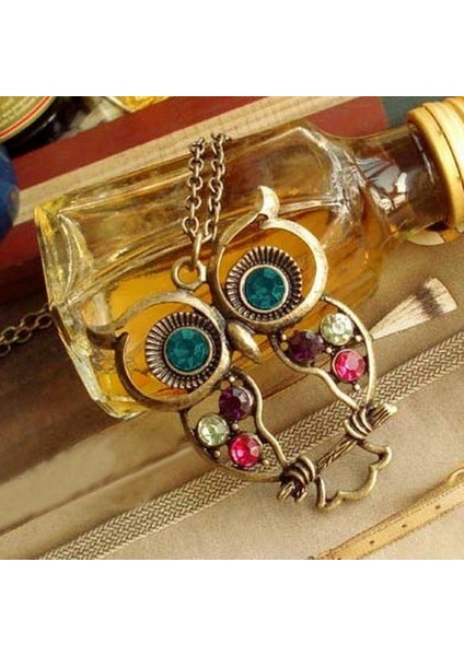 Moda Takı Vintage Renkler Içi Boş Sevimli Baykuş Retro Içi Boş Oyma Kazak Zinciri Kadınlar Için Uzun Kolye (Yurt Dışından) fırsatları