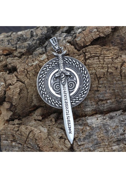 Nordic Vikings Celtic Muska Efsanevi Viking Vanir Frey Kılıç Runes ile Tılsım Kolye (Yurt Dışından)