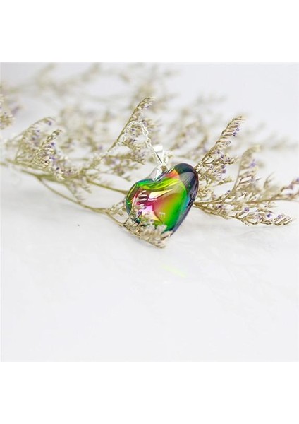 Çok Renkli Kristal Şeftali Kalp Boncuk Zincir Noel Zamanı Taş Kalp Şekli Kolye (Yurt Dışından) fiyatları